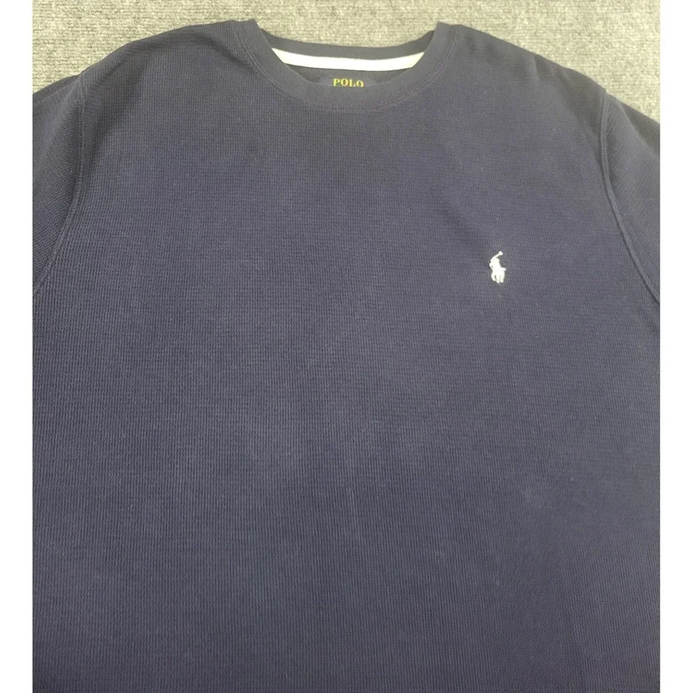 Polo Ralph Lauren Shirt Men's X-Large Blue Waffle Knit Thermal Cotton Blend
